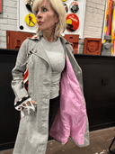 Distressed Grey Punk Coat - Red - Blue Fringe & Pink Lining - Reckless Swagger
