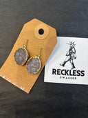 Earrings - Gray Drusy ovals in gold - Reckless Swagger