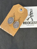 Earrings - Gray Drusy ovals in gold - Reckless Swagger