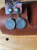Earrings - Tibetan coin charms on antique gold posts - Reckless Swagger