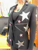 Fitted Punk Rock Jacket - Silver & Pink Stars - Edgy Statement Piece - Reckless Swagger