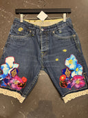 Flowers & Lace Embellished Denim Shorts - Festival Ready - Reckless Swagger