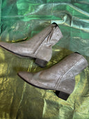 Free People Silver Mid Calf Leather Boots - Reckless Swagger