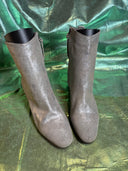 Free People Silver Mid Calf Leather Boots - Reckless Swagger