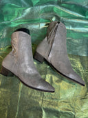 Free People Silver Mid Calf Leather Boots - Reckless Swagger
