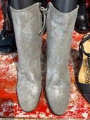 Free People Silver Mid Calf Leather Boots - Reckless Swagger