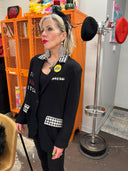 Gingham Checkered Collar Marilyn 'Stay Wild' Edgy Jacket - Punk Rock Style - Reckless Swagger