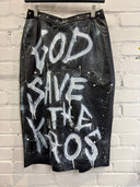 God Save The Chaos Hand-painted genuine leather skirt - Reckless Swagger