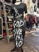 God Save The Chaos Hand-painted genuine leather skirt - Reckless Swagger