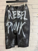 God Save The Chaos Hand-painted genuine leather skirt - Reckless Swagger