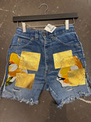 Gold Foil Floral Print Denim - Premium Festival Wear - Reckless Swagger