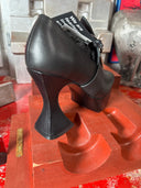 Goth Wiccan Buckle Platform Square Black Leather Shoe Heel - Reckless Swagger