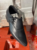 Grain Leather Black Winklepicker Shoe with side lace & low heel - Reckless Swagger