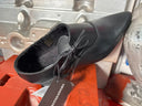 Grain Leather Black Winklepicker Shoe with side lace & low heel - Reckless Swagger
