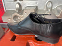 Grain Leather Black Winklepicker Shoe with side lace & low heel - Reckless Swagger