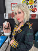 Green Tartan Coat with Yellow Tartan Contrast Lapel & Safety Pins - Reckless Swagger