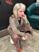 Grey & Orange Tartan Suit with Two Skirts — Bold Statement Ensemble - Reckless Swagger