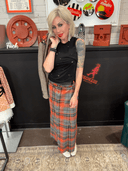 Grey & Orange Tartan Suit with Two Skirts — Bold Statement Ensemble - Reckless Swagger