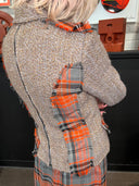 Grey & Orange Tartan Suit with Two Skirts — Bold Statement Ensemble - Reckless Swagger
