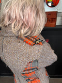 Grey & Orange Tartan Suit with Two Skirts — Bold Statement Ensemble - Reckless Swagger