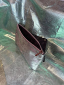 Hammered Silver Leather Clutch - Reckless Swagger