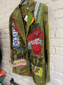 Hand Painted Punk Green Blazer - Reckless Swagger