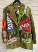 Hand Painted Punk Green Blazer - Reckless Swagger