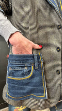 Herringbone Punk Blazer – Denim Lapel & Pocket Mashup - Reckless Swagger