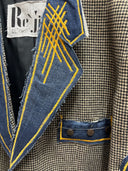 Herringbone Punk Blazer – Denim Lapel & Pocket Mashup - Reckless Swagger