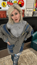 Herringbone Punk Blazer – Denim Lapel & Pocket Mashup - Reckless Swagger