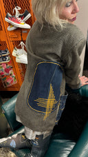 Herringbone Punk Blazer – Denim Lapel & Pocket Mashup - Reckless Swagger