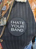 "I Hate Your Band" Striped Waistcoat – Punk Rock Statement Piece - Reckless Swagger
