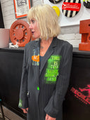 "If I'm Too Much Look for Less" Statement Long Jacket - Bold Pinstripe Blazer - Reckless Swagger