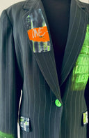 "If I'm Too Much Look for Less" Statement Long Jacket - Bold Pinstripe Blazer - Reckless Swagger