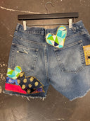Indian Patch Work Heart Denim - Handcrafted Festival Shorts - Reckless Swagger