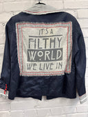'IT'S A FILTHY WORLD WITH LIVE IN" Navy Sateen - Reckless Swagger