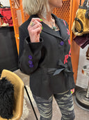 Joker - Inspired Black Belted Linen Jacket - One - of - a - Kind Feminine Style - Reckless Swagger