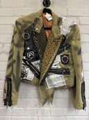Khaki Black Pinned & Punked Cropped Blazer - Reckless Swagger