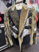 Khaki Black Pinned & Punked Cropped Blazer - Reckless Swagger