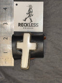 Large White Silvertone Cross Adjustable Ring - Reckless Swagger