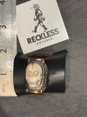 Large White Silvertone Skull Adjustable Ring - Reckless Swagger