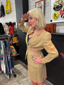 Laura Ashley Custom Fitted D - Day Inspired Suit - USO Sergeant Stripes & Check Detail - Reckless Swagger