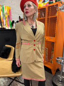 Laura Ashley Custom Fitted D - Day Inspired Suit - USO Sergeant Stripes & Check Detail - Reckless Swagger