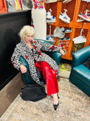 Leopard Coat with Red Hearts, Black Crosses & Brass Rivets - Reckless Swagger