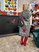 Leopard Coat with Red Hearts, Black Crosses & Brass Rivets - Reckless Swagger