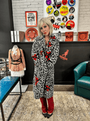 Leopard Coat with Red Hearts, Black Crosses & Brass Rivets - Reckless Swagger