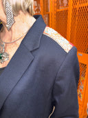 Limited Edition Classic Navy Blazer with Red Batik Silk Scarf - Reckless Swagger - Reckless Swagger