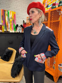 Limited Edition Classic Navy Blazer with Red Batik Silk Scarf - Reckless Swagger - Reckless Swagger