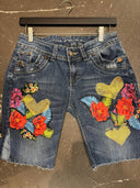 Low Rise Gold Mesh Floral Shorts - Festival Ready - Reckless Swagger