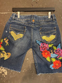 Low Rise Gold Mesh Floral Shorts - Festival Ready - Reckless Swagger